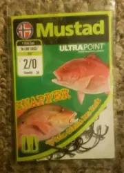 Bass Fishing Mustad 39951NP-BN In-Line Circle Hooks - Size 2/0 Pack of 34 New
