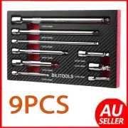 9x Wobble Extension Bar Set 1/4" 3/8" 1/2" Drive Wobble Socket Bars Kit CR-V