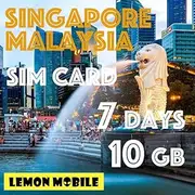 Singapore Malaysia Travel SIM Card 7 Days 10 GB - Prepaid Data SIM for Tourists, High-Speed Internet, No Registration, Compatible with iPhone & Android, Easy Activation