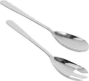 COSMEVIVI 2pcs Stainless Steel Salad Fork and Spoon Set Extended and Thickened Serving Utensils for Buffets Practical Communal Forks for Salads and Main Dishes Sleek Design for Dining Tables