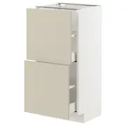 METOD / MAXIMERA base cabinet with 2 drawers, white/Havstorp beige, 40x37x80 cm