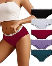 [PEASLIM] No Show Cheeky Underwear for Women Athletic Cotton Underwear for Women Briefs Hipster Panties for Women 5-Pack (S-XL)
