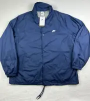 Men's Nike FN3316-410 LOOSE Fit Navy Snap Front Coaches Lined Slick Jacket NEW