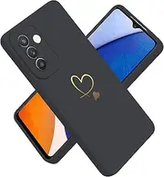 [Paitech] Case for Samsung Galaxy A14 5G, A14 Thin Soft TPU Silicone Case Shockproof Protective Camera Protection with Cute Gold Love Heart Pattern for Samsung Galaxy A14 5G Case, Black