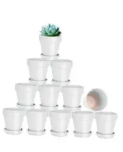3 Inch Clay Pot for Plant with Saucer - 9 Pack Small Terra Terracotta White