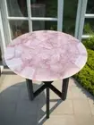Rose Quartz Coffee Table Top, Quartz Agate Stone Center Table Top, Patio Decor