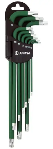 Ampro Magnetic Extra Long Temper-Proof Star Wrench Set 9 Piece T23002