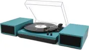 Elegant Lake Blue Vinyl Record Player with Wireless Playback & Stereo Speakers