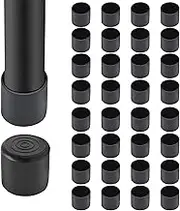 Auvotuis 32Pcs 1 Inch (25mm) Chair Leg Tips Caps, Round PVC Non-Slip Folding Chair Leg End Caps Black Small Furniture Table Feet Caps Floor Protector Cups for Hardwood Floors