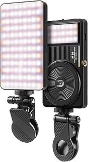 Magnetic Video Light -Sided Fill Light 2500K-9000K Dimmable Video Conference Light for Computer Tablet Mobile Phone DSLR Camera Built-in Battery with Clip & Cold Shoe Adapter Black One Size