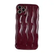 Caseative for iPhone 11 Pro Max Case,Water Ripple Pattern Curly Wave Wine Red