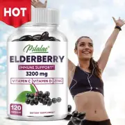Elderberry Capsules 3200mg - with Black Elder Extract, Vitamins C-Immune Booster