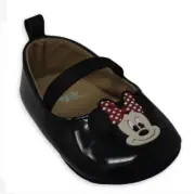 Minnie Mouse Black Ballet Flat Baby Girl Shoes 0/3 3/6 6/9 Months NIB