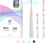 Oday N9000 Sonic Electric Toothbrush, 90% End-Rounding, 10 YR Warranty, 2,000 mAh Battery (180 Days), IPX7 Waterproof, 43,000 VPM (2nd Gen. 3S Sonic Motor), 5 Modes with Smart Timer, 6 Brush Heads