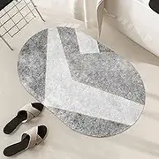 Nordic Balcony Area Rugs，Grey Home Decoration Large Carpet Living Room Bedroom Playroom Bedside Kitchen Decor Floor Mats 70x140cm Oval Design(2.6ft×5.2ft/80×160cm)