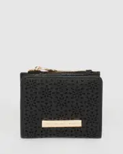 Black Mini Floral Punchout Wallet