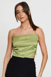 Green Scarf Style Crop Top - Size 14, Women's Cami