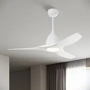 ELEGANT Ceiling Fan with Light Remote Control Black Ceiling Fan with 3 Blades 5 Wind Speeds Fan with DC Motor 64" Ceiling Fan with 3 Color Ceiling Light Timer Function Fan for Bedroom, Patio (White)