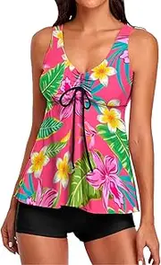 [Generic] Womens Board Shorts for Swimming Long High Waisted Nylon Color Matching Split Swimsuit for Women Girls Sunflower Swimsuit 6