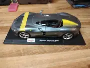 Majorette Ferrari Monza SP1 Scale Model Car - Gray with Yellow Accents