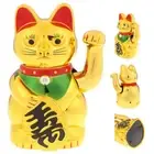 AU 8" Chinese lucky waving golden cat figure with moving arm feng shui decor