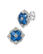 Bloomingdale's Fine Collection Blue Sapphire & Champagne Diamond Stud Earrings in 14K White Gold