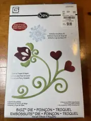 Sizzix SWIRL w/ FLOWER & HEART Bonus SNOWFLAKE #3 Bigz Die NEW 658185 BasicGrey