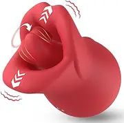 Female Clitoris Tongue Sex Toys, 3IN1 Silicone Mouth Tongue Clitoral Vibrator Sex Machines, with 10 Licking Biting & Vibrating Modes, Anal Clit Nipple Vibrators for Female Male Couples Sex Toy (Rose)