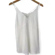 NWT Express | S | White Tank Top Sleevless Strappy Pleated Lace Cami Chiffon