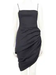 Navy Open Back Drape Detail Mini Dress