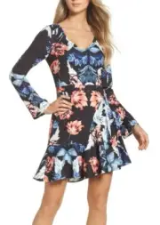 COOPER ST 161220 Women's Reality Long Sleeve Floral Minidress Multi Sz. 6 US