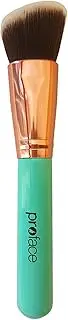 (1pcs Angled Kabuki Brush, Blue) - Mypreface Rose Golden Synthetic Blush and Bronzer Brush - Angled Kabuki Makeup Brush: Premium Foundation Brush Perfect for Face Contouring and Highlighting with Creams and Powders (Blue)