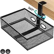 Under Desk Storage Organizer, Clamp-on Swivel Alloy Steel Drawer Hidden Desktop Drawer Basket, Desk Mount Tray Easy to Install/Firmly Clamped/High capacity/Suitable for Multiple Scenes