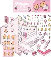 Capybara Stickers, Capybara Landscaping Stickers 3D House Sticker, Cartoon Cute Diary Accessories Books Decoration, Reusable Funny Decals for Laptop, Journals, Water Bottles, Luggage