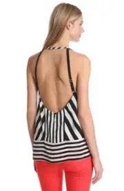 New BCBG MaxAzia Women Chic Sexy Open Back High-Low Dana Silk Tops Blouses Shirt