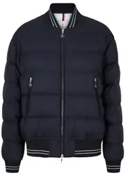 Moncler Argo Quilted Shell Bomber Jacket - Dark Blue - 2 (UK 12 / M) 2 (UK 12 / M)