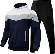 [Generic] Men's Spring Winter Solid Color Suit Long Sleeved Hooded Top And Trousers Suit Warm Hooded Sweatshirt Sport Pant Set Men Surf Suit