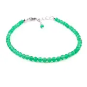 Natural Green Onyx Bracelet For Women Gemstone Micro Beads Dainty Jewelry Chr...