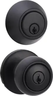 Exterior Door Knob with Keyed Lock and Deadbolt, Coastal, Matte Black