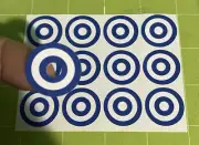 Gottlieb Style Pinball Bullseye Stickers/Decals Targets Blu/White w/Punch