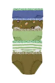[Bonds] Bonds Boys Brief 5 Pack in Band Size: 3/4 3/4 Band