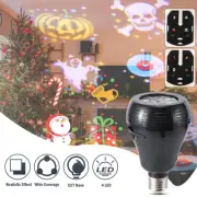 E27 Stage Lamp 8 Rotational Patterns Christmas Halloween LED Projector Lamp Mini