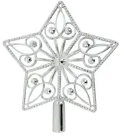 Christmas House Metallic Plastic Star Tree Toppers 9.875 in (Silver)