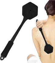 Gupcaqosjw Silicone Body Brush, Silicone Back Scrubber for Shower Bath Body Brush with Long Handle, Bathroom Accessories Bathing Scrub Cleaning Wash Massage Tool for Women Men Elderly Limited Arm