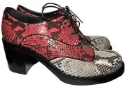 $1500 Miu Miu By Prada Oxford Platform Python Loafers Shoes 39.5 Moccasins