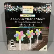 New Orchestra of Lights 3 LED Multicolored Snowflake Pathway Stakes Light Show