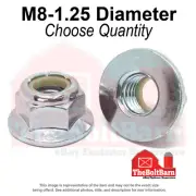 M8-1.25 Class 8 Nylon Insert Hex Flange Lock Nuts Zinc Yellow Thread (Pick Qty)