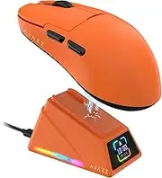 AJAZZ AJ159 APEX Wireless Gaming Mouse with Magnetic Charging Base, 56g Lightweight BT/2.4G/USB-C Wired Mouse, PAW3950APEX 42K DPI Optical Sensor, Programmable Buttons for PC/Mac/Win(Orange)