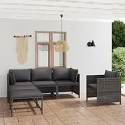 6 Piece Garden Lounge Set with Cushions Poly Rattan Grey, Furniture Sets, Patio Furniture