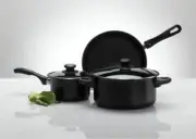 3 Piece Non-Stick Carbon Steel Cookware Set Saucepan Pot Fry Pan Cooking..